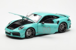 113069077  Porsche 911 992 Turbo S Sport Design Mint Green No Outer Box Minichamps 1/18 2