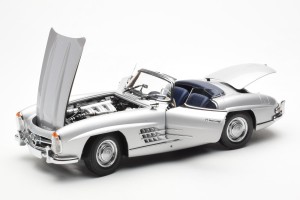 180039030  Mercedes 300 SL W198 Roadster Silver & Blue Interior Minichamps 1/18 2
